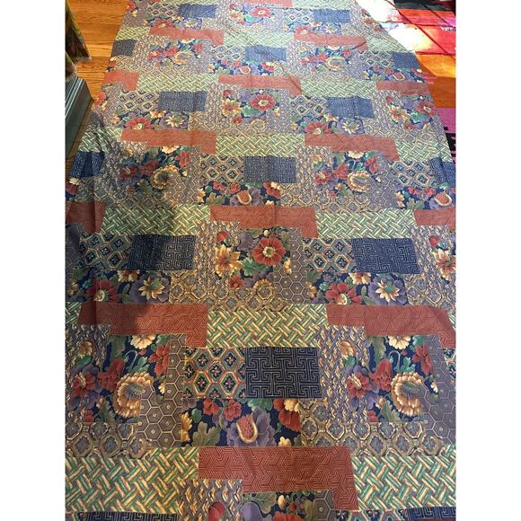 Sheridan Australia Drapes Curtains Set Of 4, Patchwork Blue Red Lined Rare50x84” - Picture 13 of 16